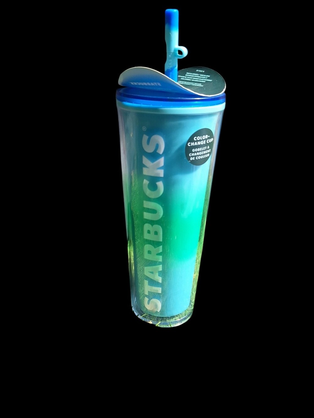 NWT Starbucks Spring 2023 Blossom Color Changing Venti Tumbler blue-&-green